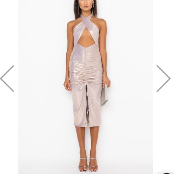 AKIRA High Key Relevant Midi Ruched Dress - Picture 2 of 8